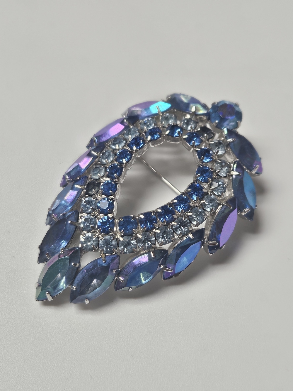 Juliana D&E for Sarah Coventry Iridescent Blue Lagoon Marquise Teardrop Brooch
